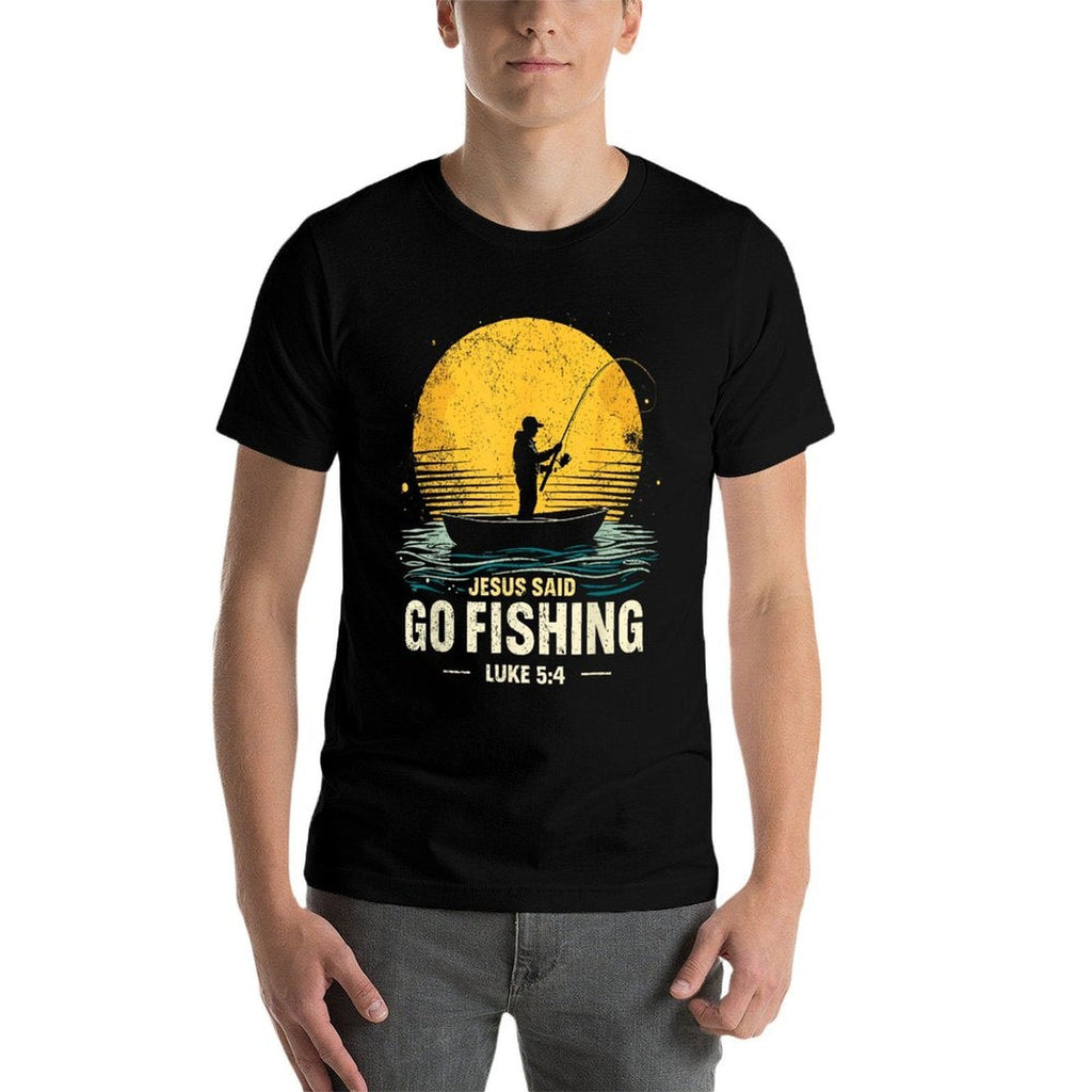 Jesus Said Go Fishing Bible Verse Fisherman Christian  Soft T-Shirt