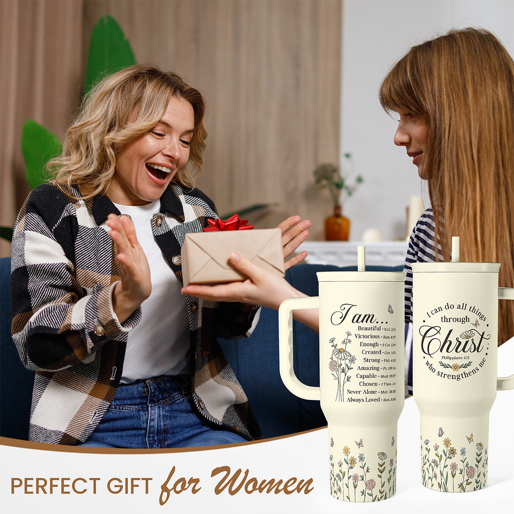Beige Christian Slidemate | Slider Tumbler with Handle 40oz