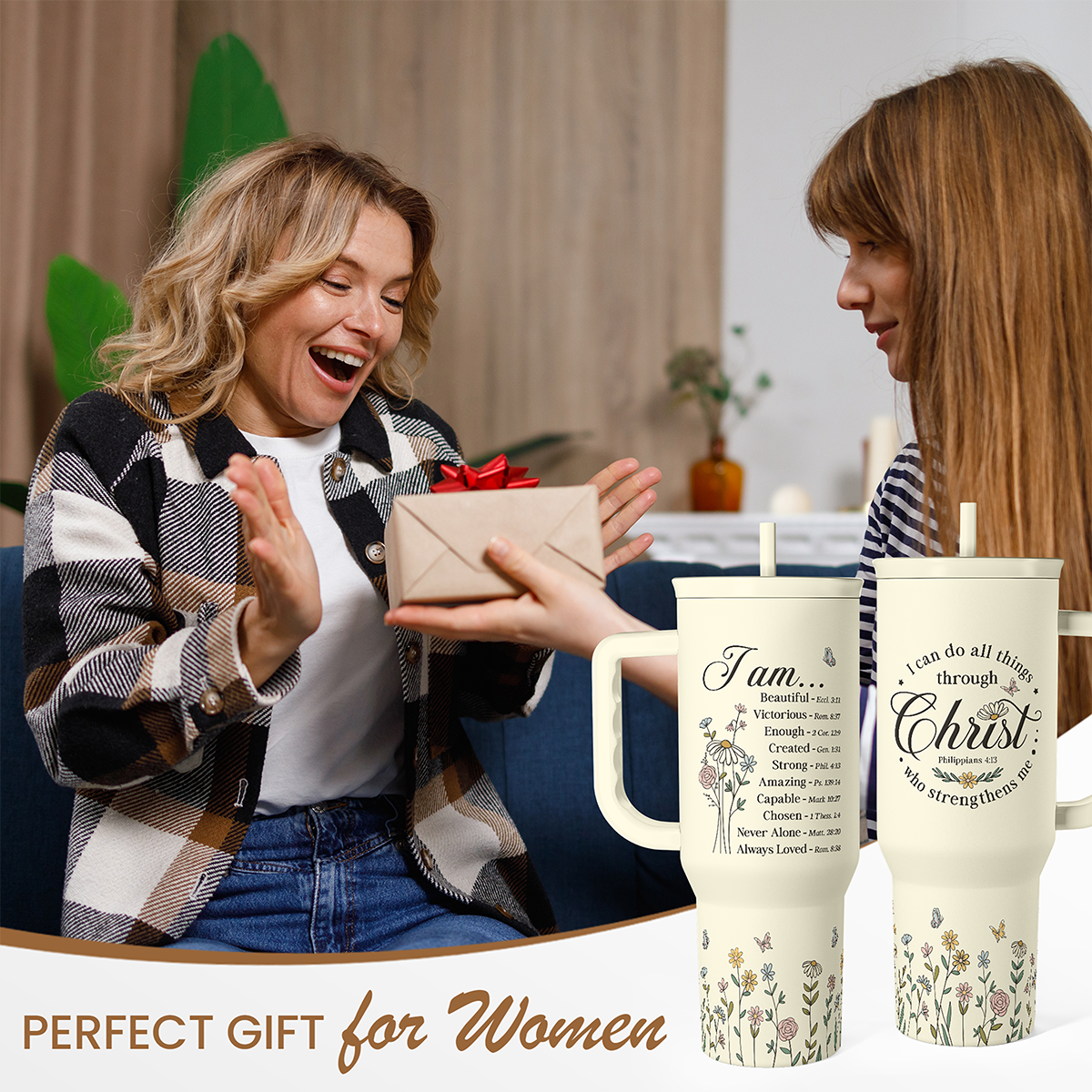 Beige Christian Slidemate | Slider Tumbler with Handle 40oz