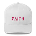 FAITH Christian Snapback Trucker Hat Embroidered in Pink Thread