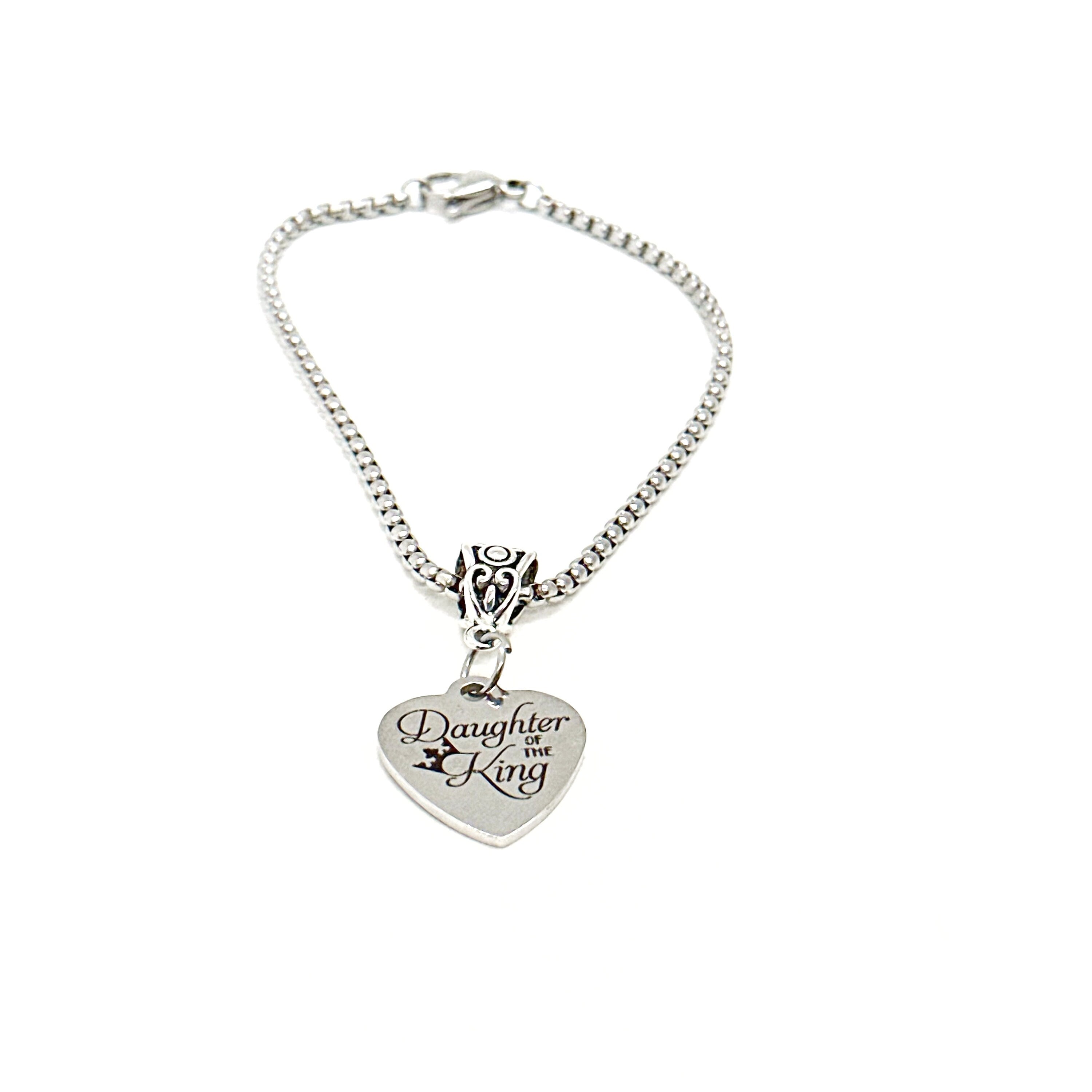 Daughter Of The King Charm Bracelet, Faith Jewelry, Baptism Gift, Christian Gifts, Daughter Gift, Church Gifts, Sunday School Jewelry